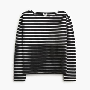 J.Crew Striped Gray White Boatneck Long Sleeve Tee Top Small
